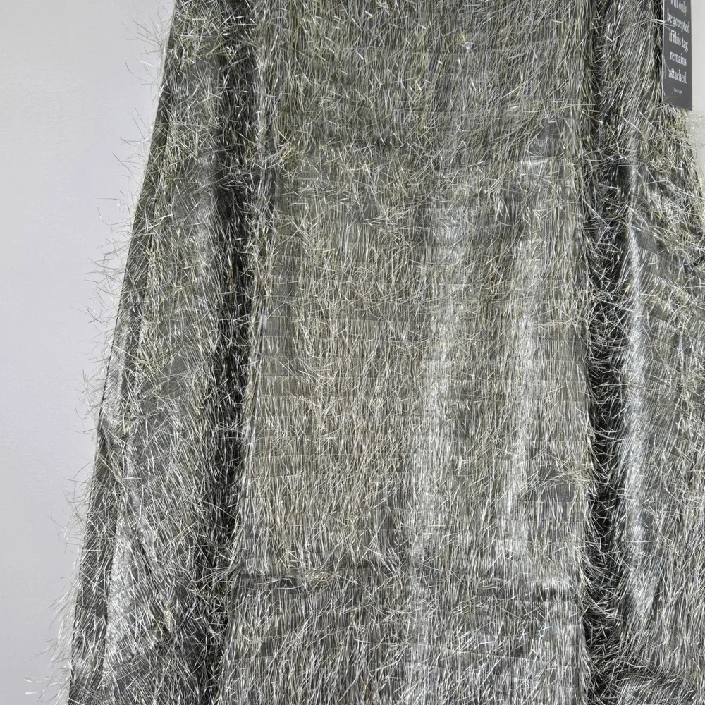 Tuckernuck Skirt Women Small Gold Silver NEW Metallic Tinsel Fringe A-Line Midi